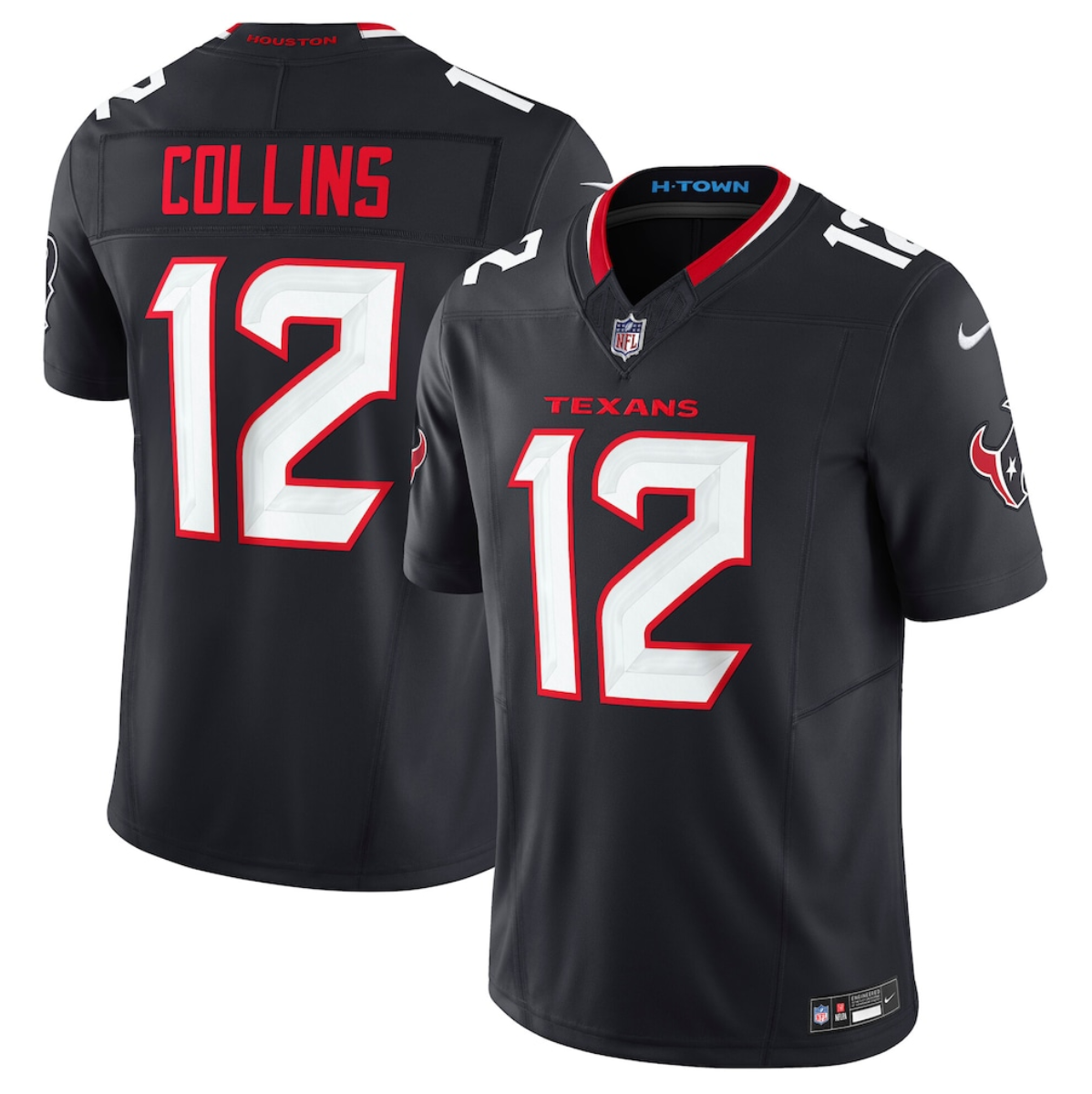 Youth Houston Texans #12 Nico Collins Navy F.U.S.E Vapor Stitched Football Jersey